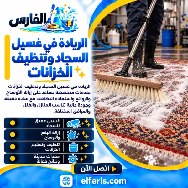 الريادة في غسيل السجاد وتنظيف الخزانات