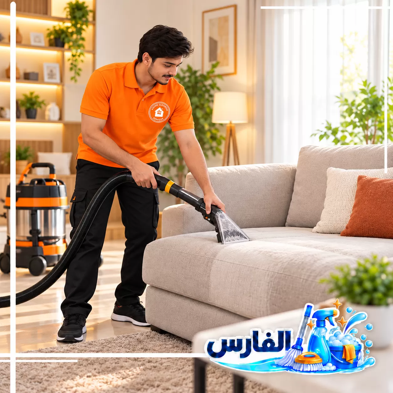 أفضل شركة تنظيف بالرياض 0557756533 الفارس فني تنظيف من شركة الفارس ينظف الكنب باحترافية داخل منزل عصري بالرياض.